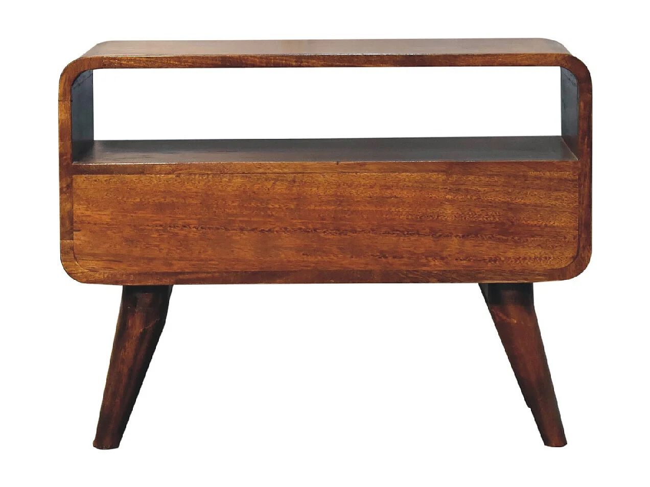 Artisan Furniture Mini gebogen tv-meubel van massief kastanjehout