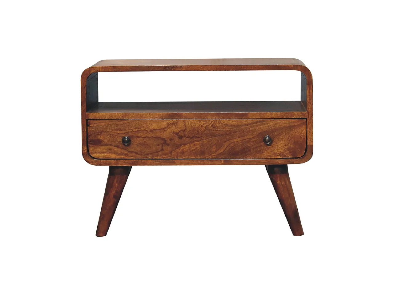 Artisan Furniture Mini gebogen tv-meubel van massief kastanjehout