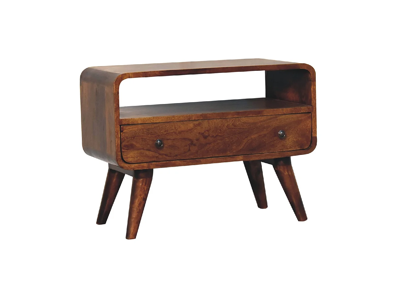 Artisan Furniture Mini gebogen tv-meubel van massief kastanjehout