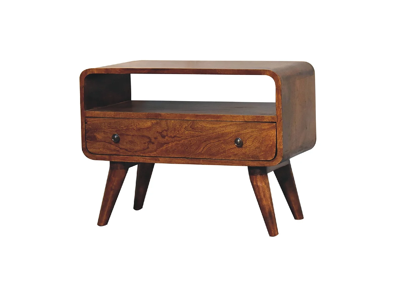 Artisan Furniture Mini gebogen tv-meubel van massief kastanjehout