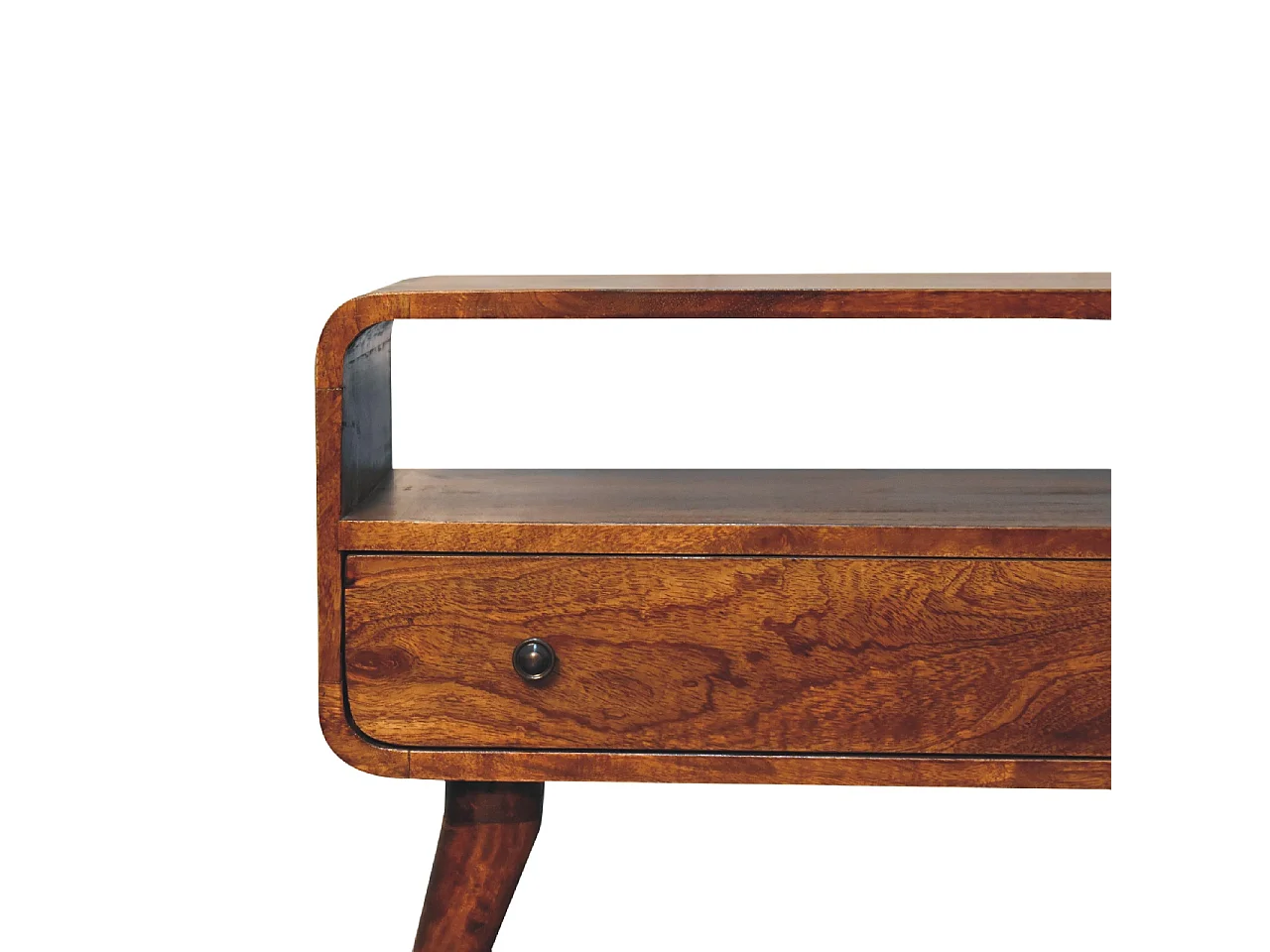 Artisan Furniture Mini gebogen tv-meubel van massief kastanjehout
