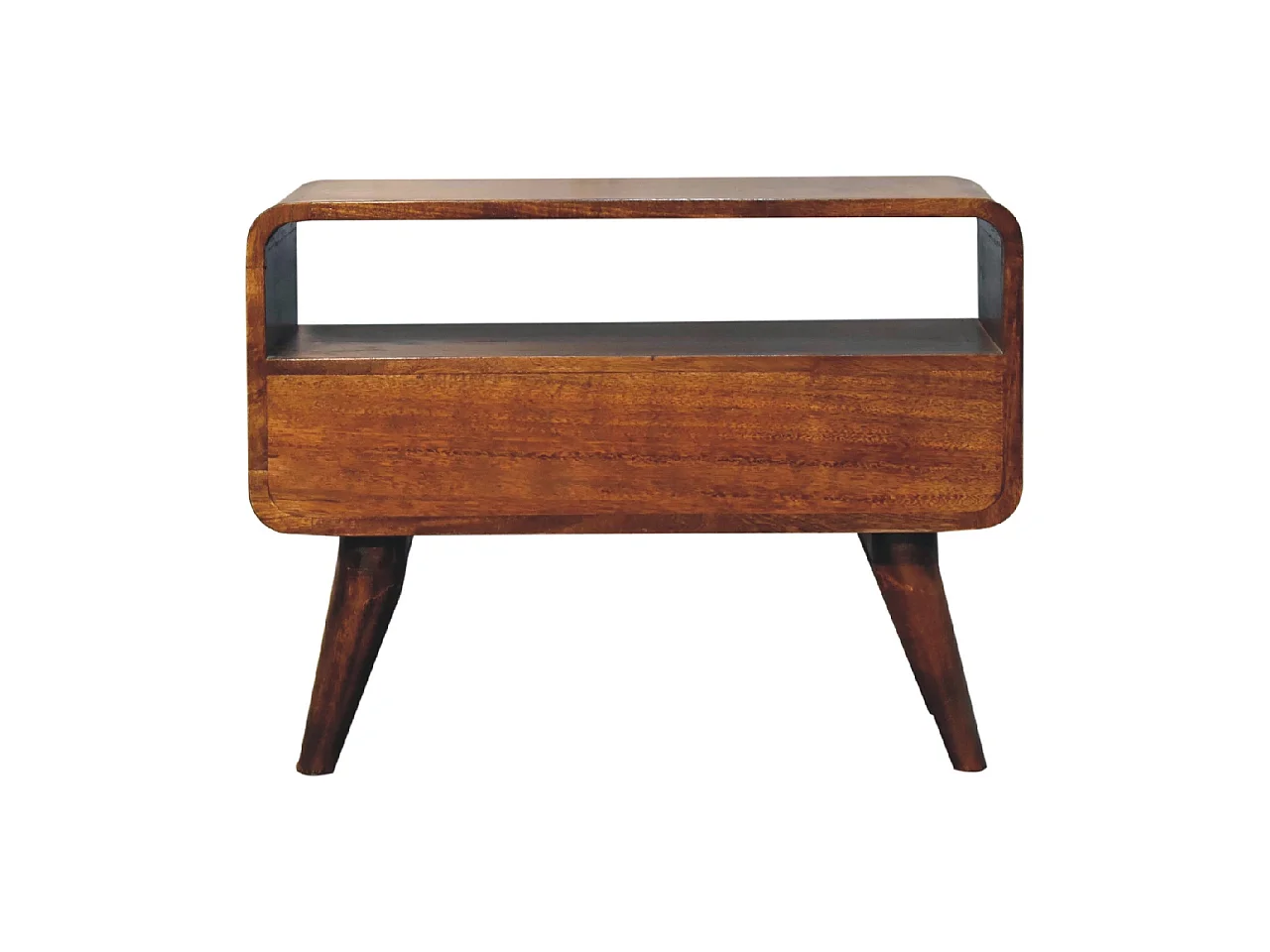 Artisan Furniture Mini gebogen tv-meubel van massief kastanjehout