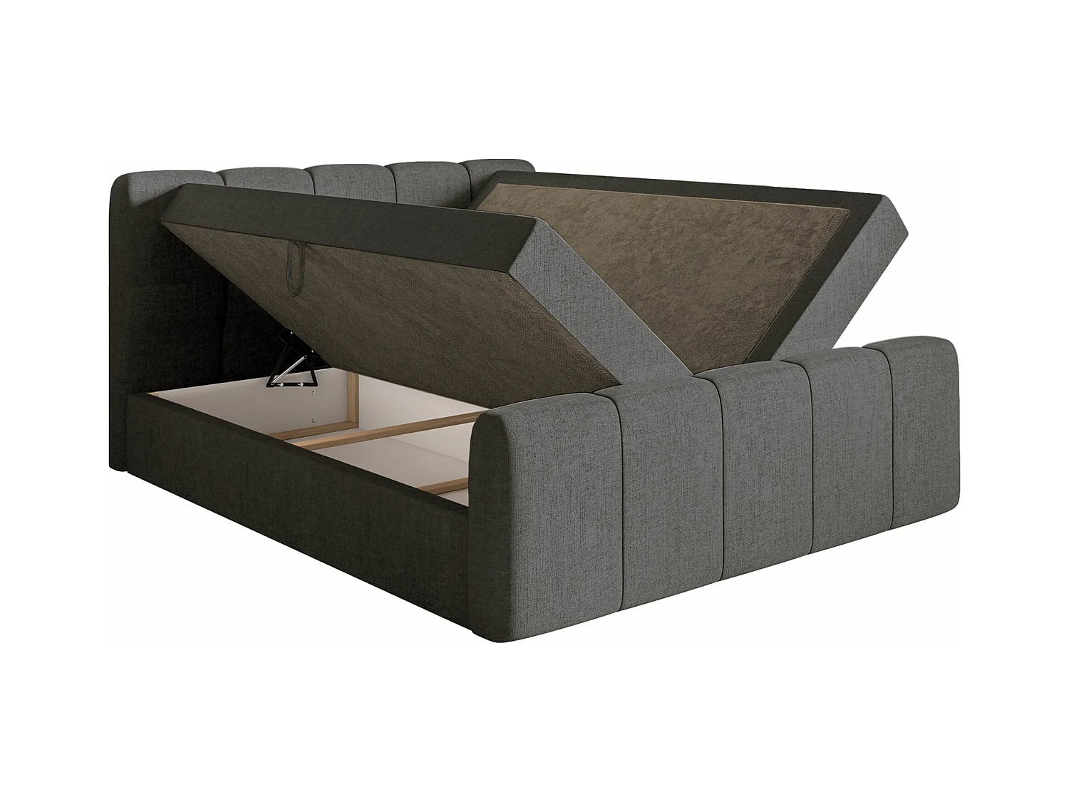 Lit continental avec surmatelas - 140x200 cm - chenille gris foncé - CLOUDY II