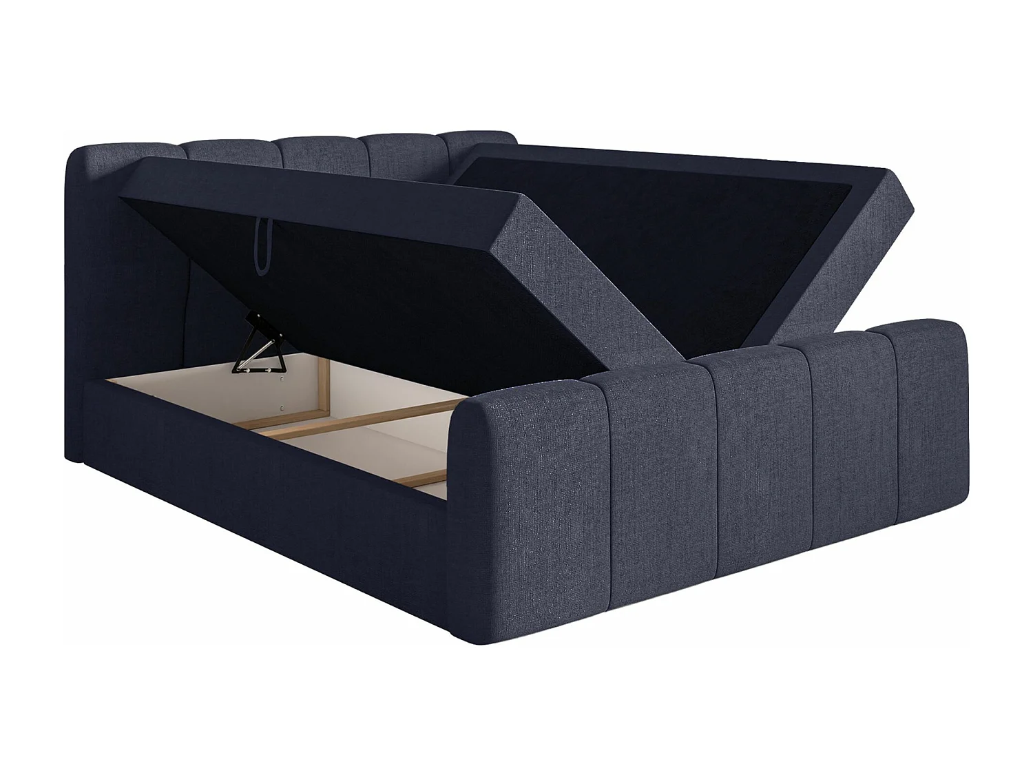 Boxspringbett 180x200 - mit Bettkästen und Topper - Chenille Marineblau - CLOUDY II