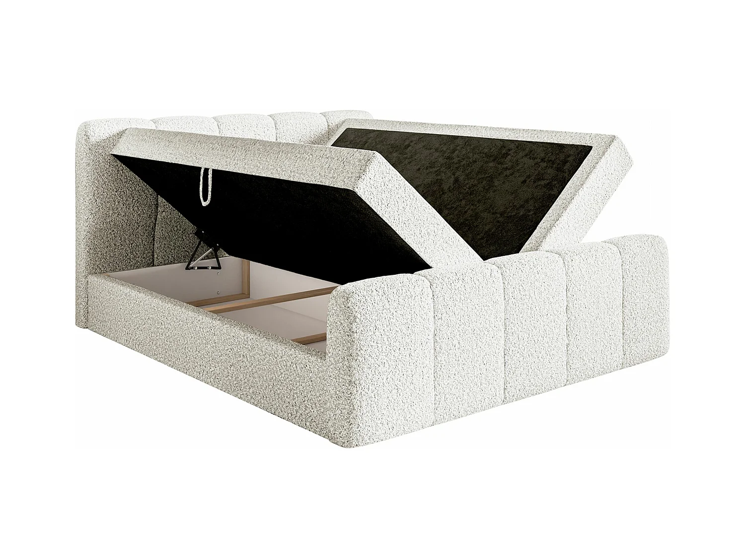 Continentaal bed - 180x200 cm - in crèmekleurige boucléstof - CLOUDY II