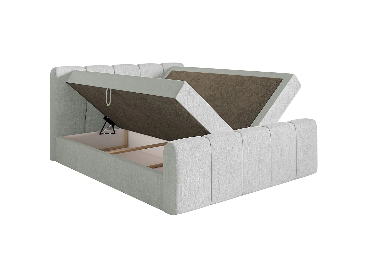 Lit continental avec surmatelas - 140x200 cm - chenille gris clair - CLOUDY II