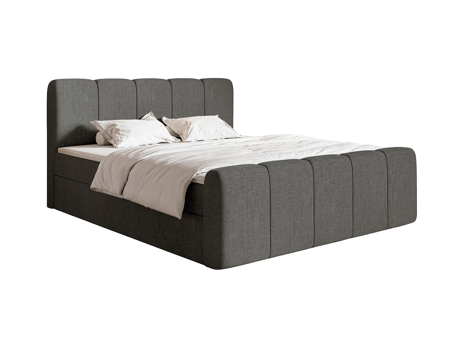 Continentaal bed met matrastopper - 180x200 cm - donkergrijs chenille - CLOUDY II