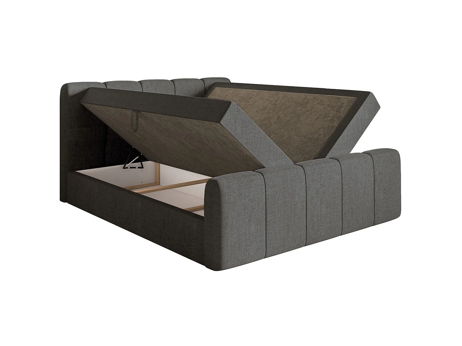 Boxspringbett 180x200 - mit Bettkästen und Topper - Chenille Dunkelgrau - CLOUDY II