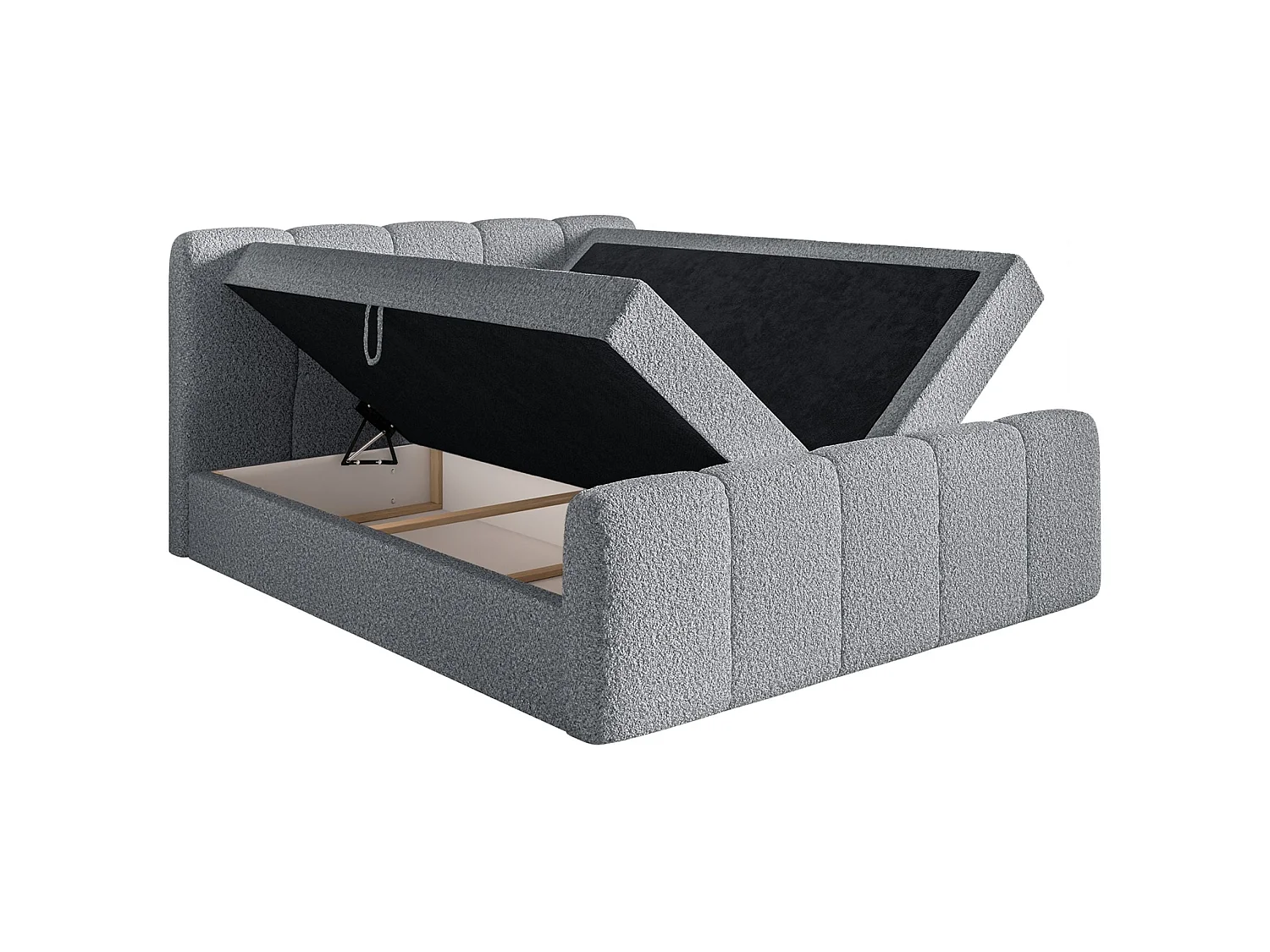 Continentaal bed - 140x200 cm - in grijze bouclé stof - CLOUDY II