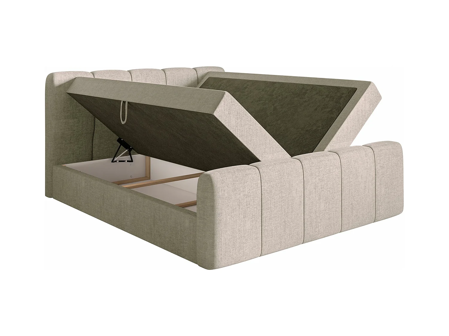 Continentaal bed met matrastopper - 180x200 cm - grijsbruin chenille - CLOUDY II
