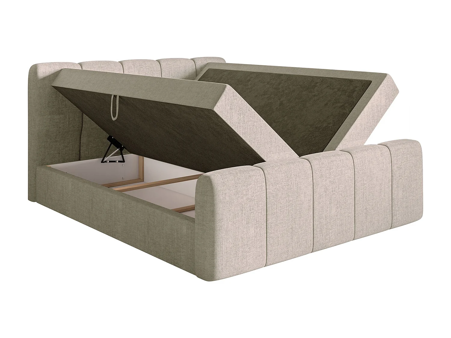 Boxspringbett 160x200 - mit Bettkästen und Topper - Chenille Taupe - CLOUDY II