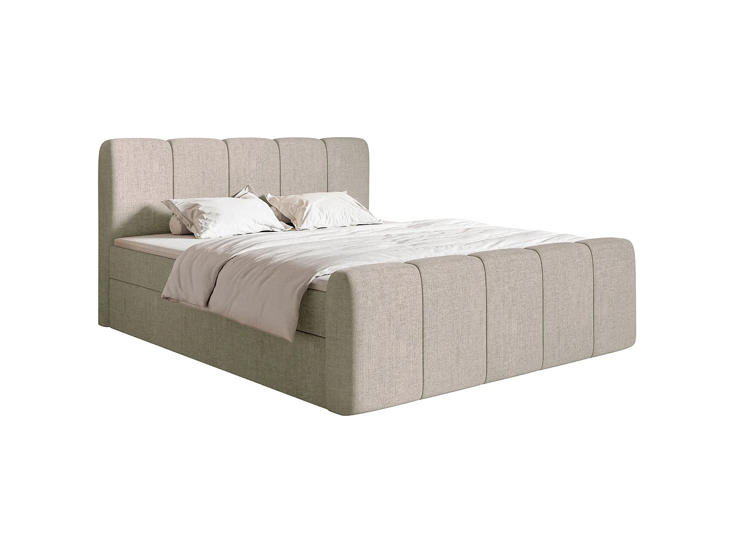 Boxspringbett 160x200 - mit Bettkästen und Topper - Chenille Taupe - CLOUDY II