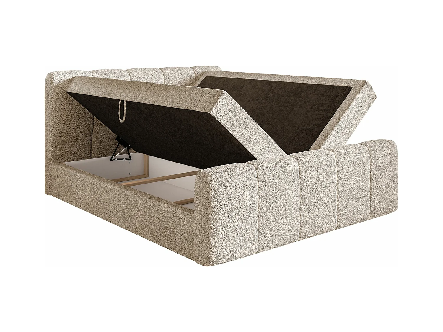 Continentaal bed - 180x200 cm - in lichtbeige bouclé stof - CLOUDY II