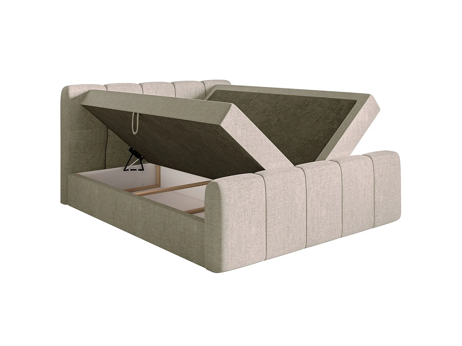Boxspringbett 140x200 - mit Bettkästen und Topper - Chenille Taupe - CLOUDY II