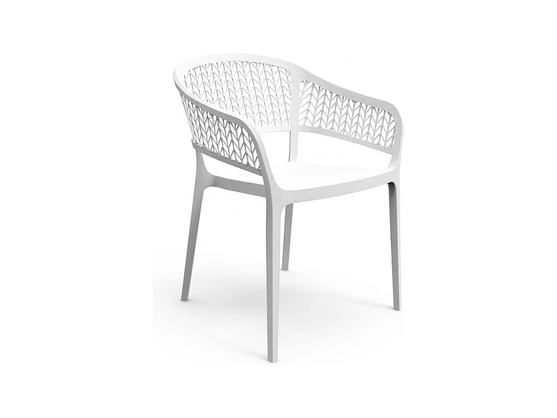 Lot de 6 chaises de jardin empilables en résine coloris blanc - Longueur 59 x Profondeur 56 x Hauteur 79 cm