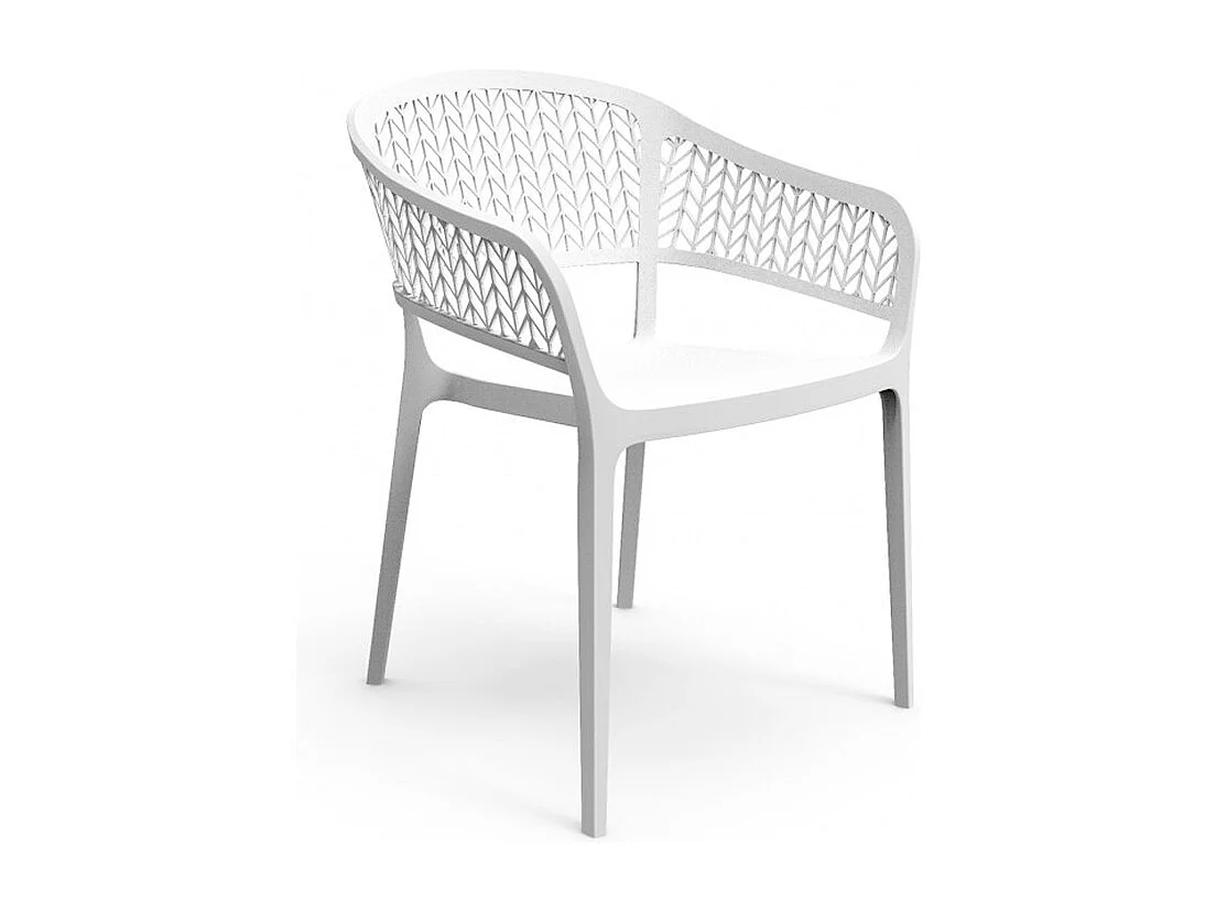 Lot de 6 chaises de jardin empilables en résine coloris blanc - Longueur 59 x Profondeur 56 x Hauteur 79 cm