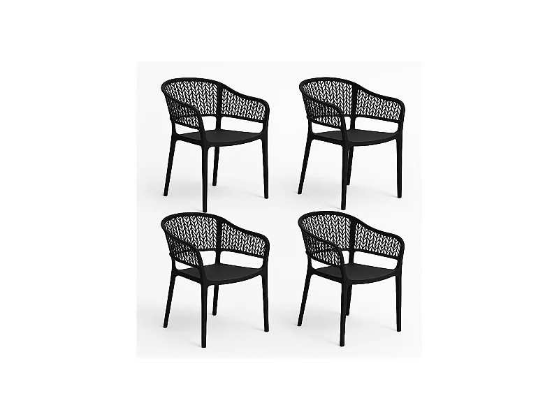 Lot de 4 chaises de jardin empilables en résine coloris anthracite- Longueur 59 x Profondeur 56 x Hauteur 79 cm