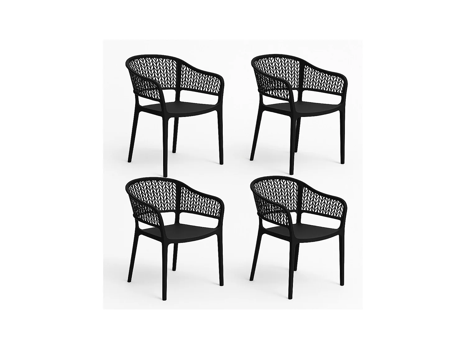 Lot de 4 chaises de jardin empilables en résine coloris anthracite- Longueur 59 x Profondeur 56 x Hauteur 79 cm