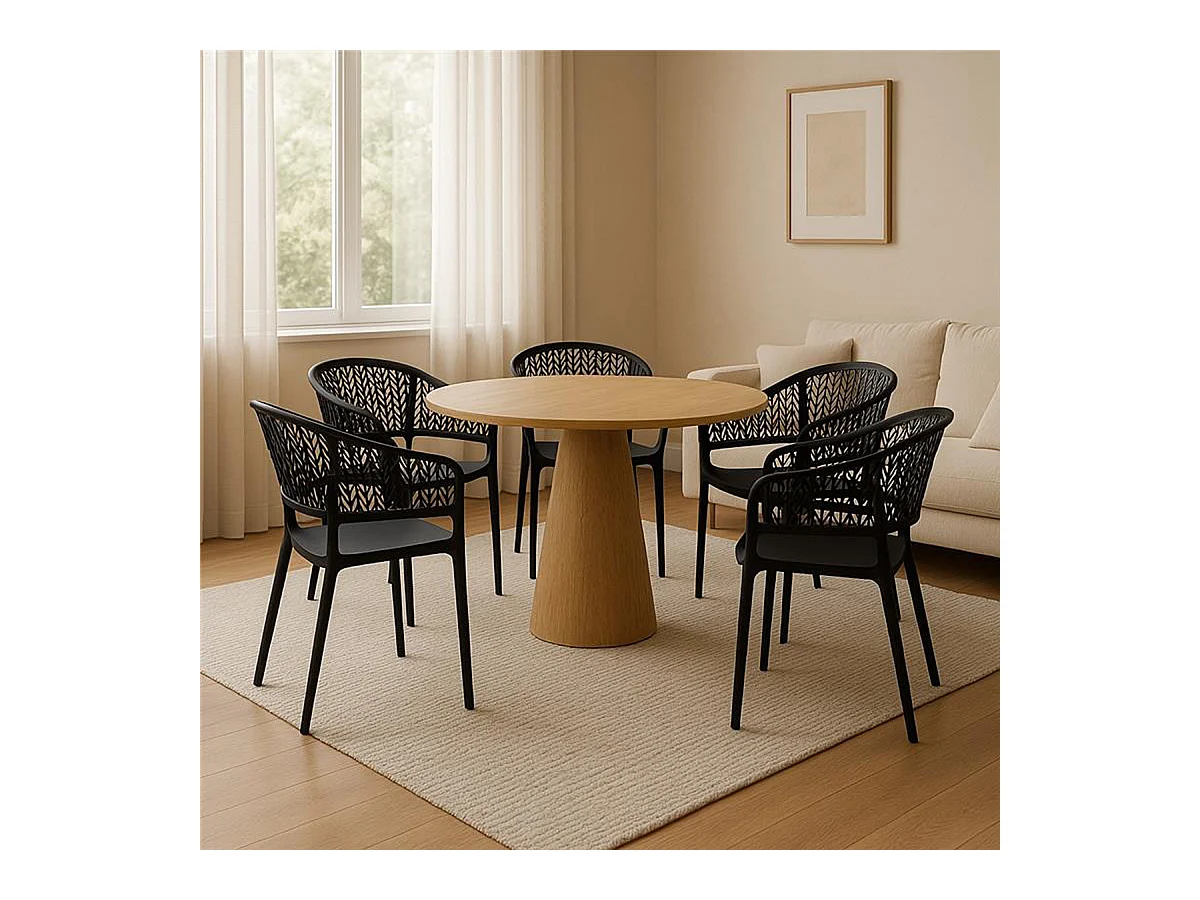 Lot de 4 chaises de jardin empilables en résine coloris anthracite- Longueur 59 x Profondeur 56 x Hauteur 79 cm