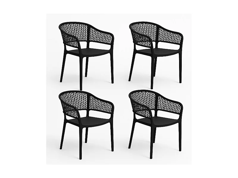 Lot de 4 chaises de jardin empilables en résine coloris anthracite- Longueur 59 x Profondeur 56 x Hauteur 79 cm