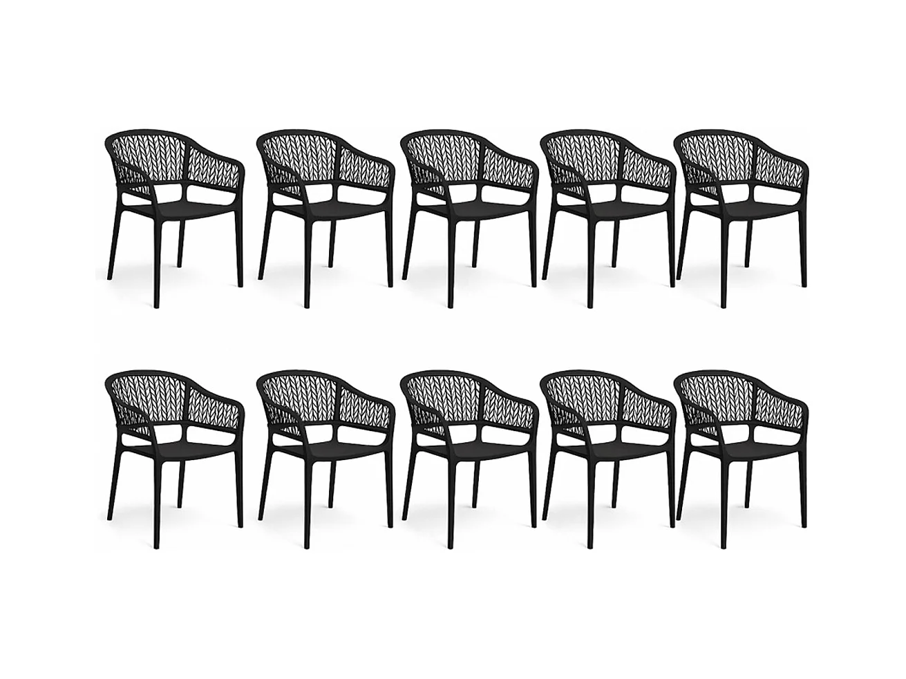 Lot de 10 chaises de jardin empilables en résine coloris anthracite - Longueur 59 x Profondeur 56 x Hauteur 79 cm