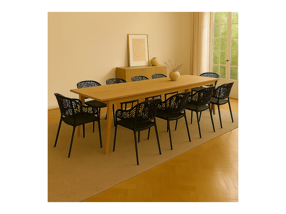 Lot de 10 chaises de jardin empilables en résine coloris anthracite - Longueur 59 x Profondeur 56 x Hauteur 79 cm