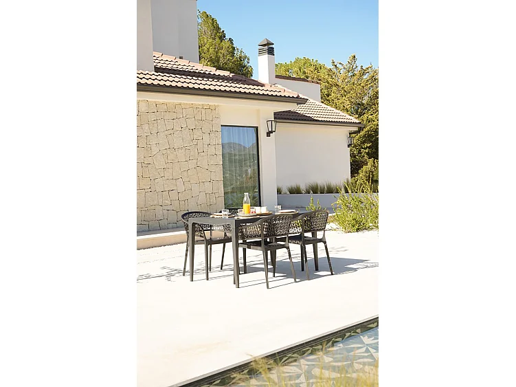 Lot de 10 chaises de jardin empilables en résine coloris anthracite - Longueur 59 x Profondeur 56 x Hauteur 79 cm