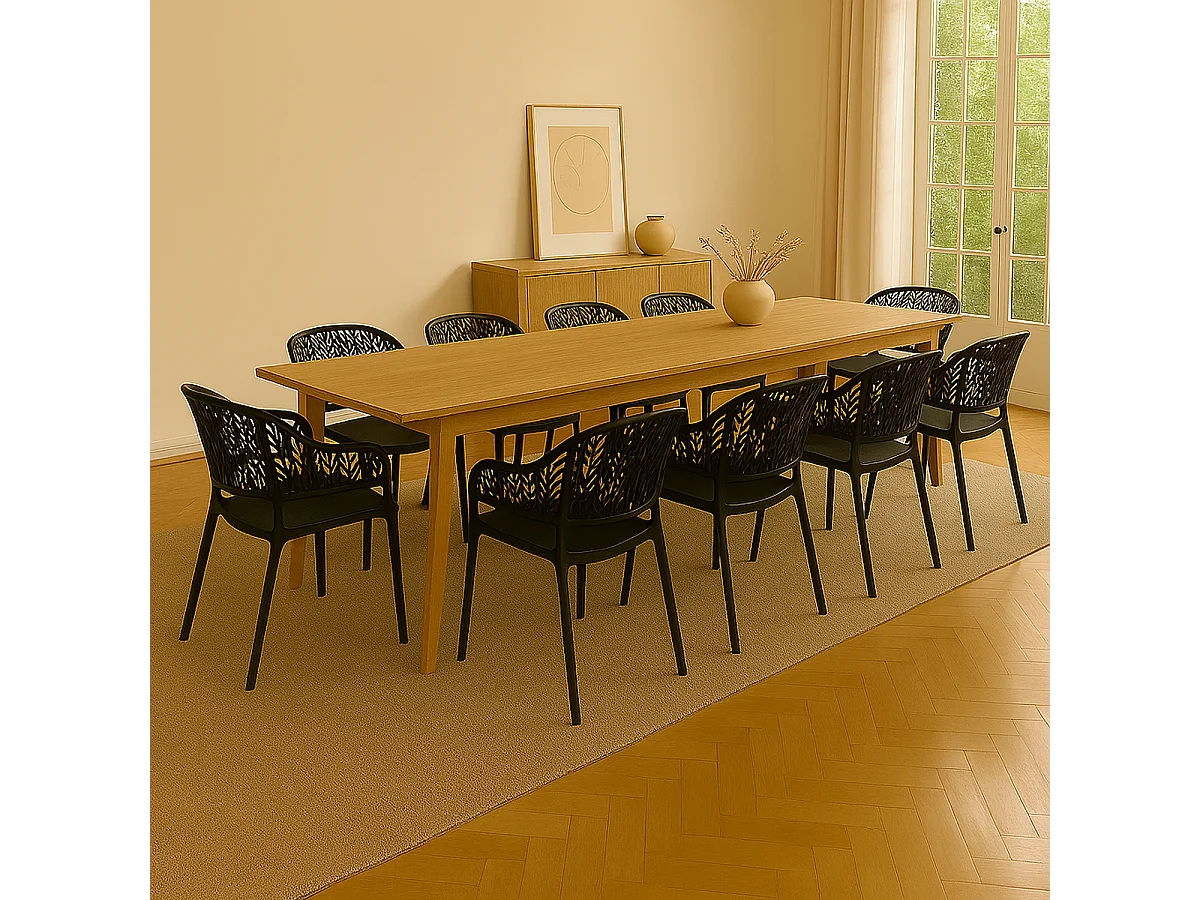 Lot de 10 chaises de jardin empilables en résine coloris anthracite - Longueur 59 x Profondeur 56 x Hauteur 79 cm