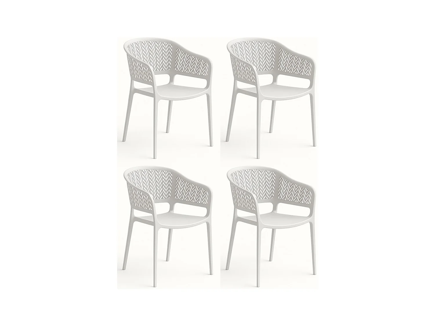 Lot de 4 chaises de jardin empilables en résine coloris blanc - Longueur 59 x Profondeur 56 x Hauteur 79 cm