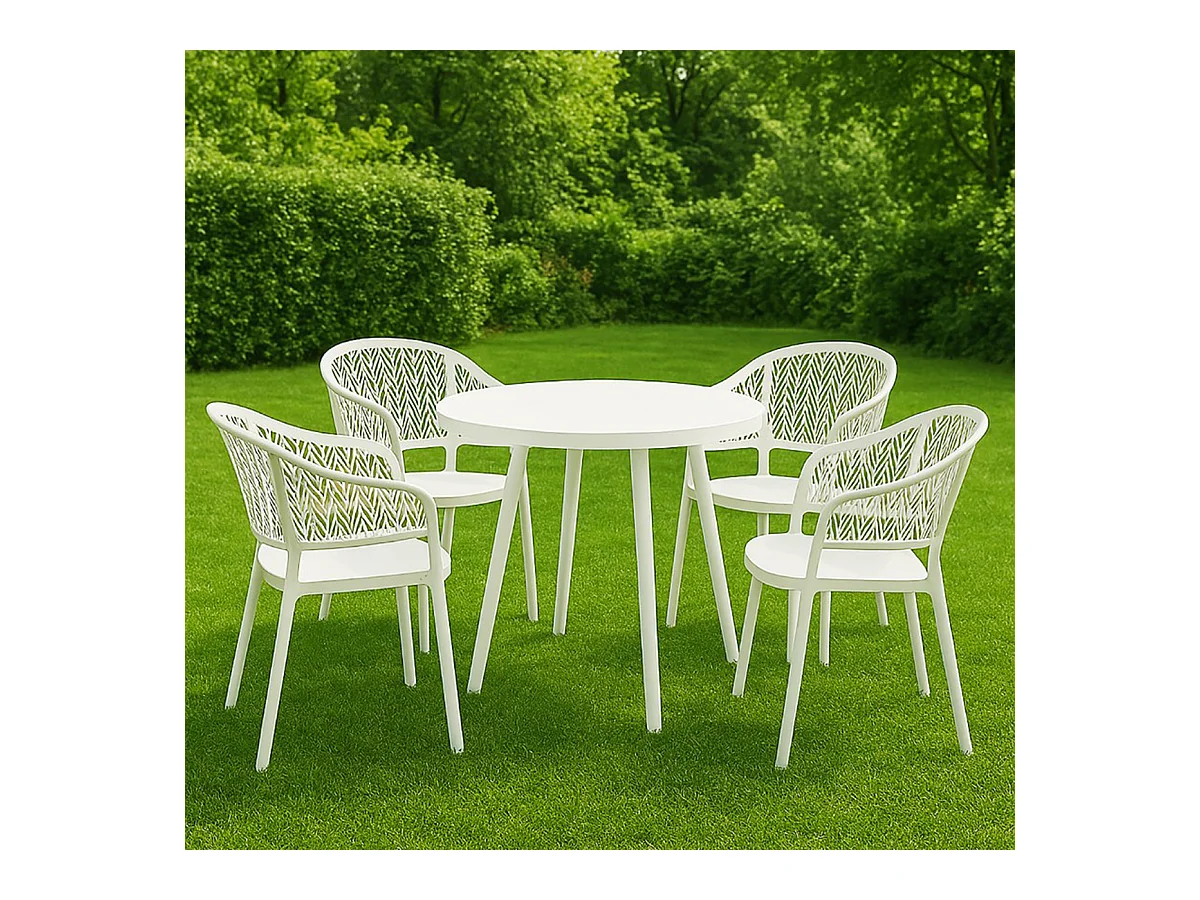 Lot de 4 chaises de jardin empilables en résine coloris blanc - Longueur 59 x Profondeur 56 x Hauteur 79 cm