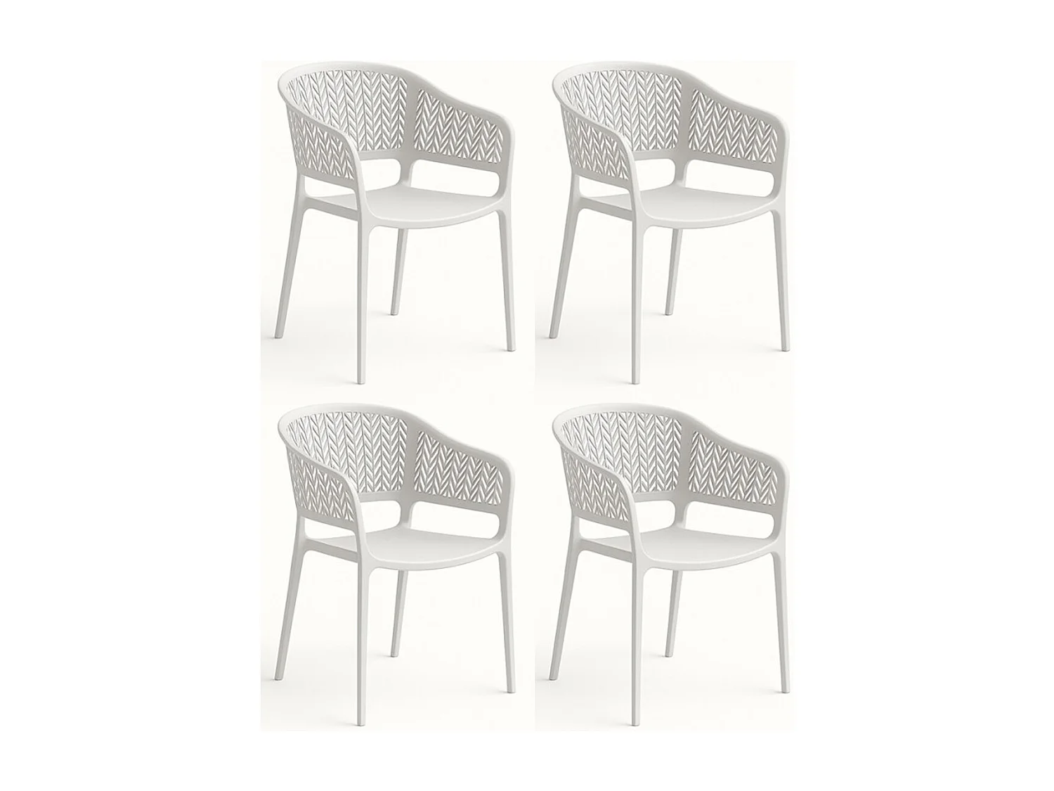 Lot de 4 chaises de jardin empilables en résine coloris blanc - Longueur 59 x Profondeur 56 x Hauteur 79 cm