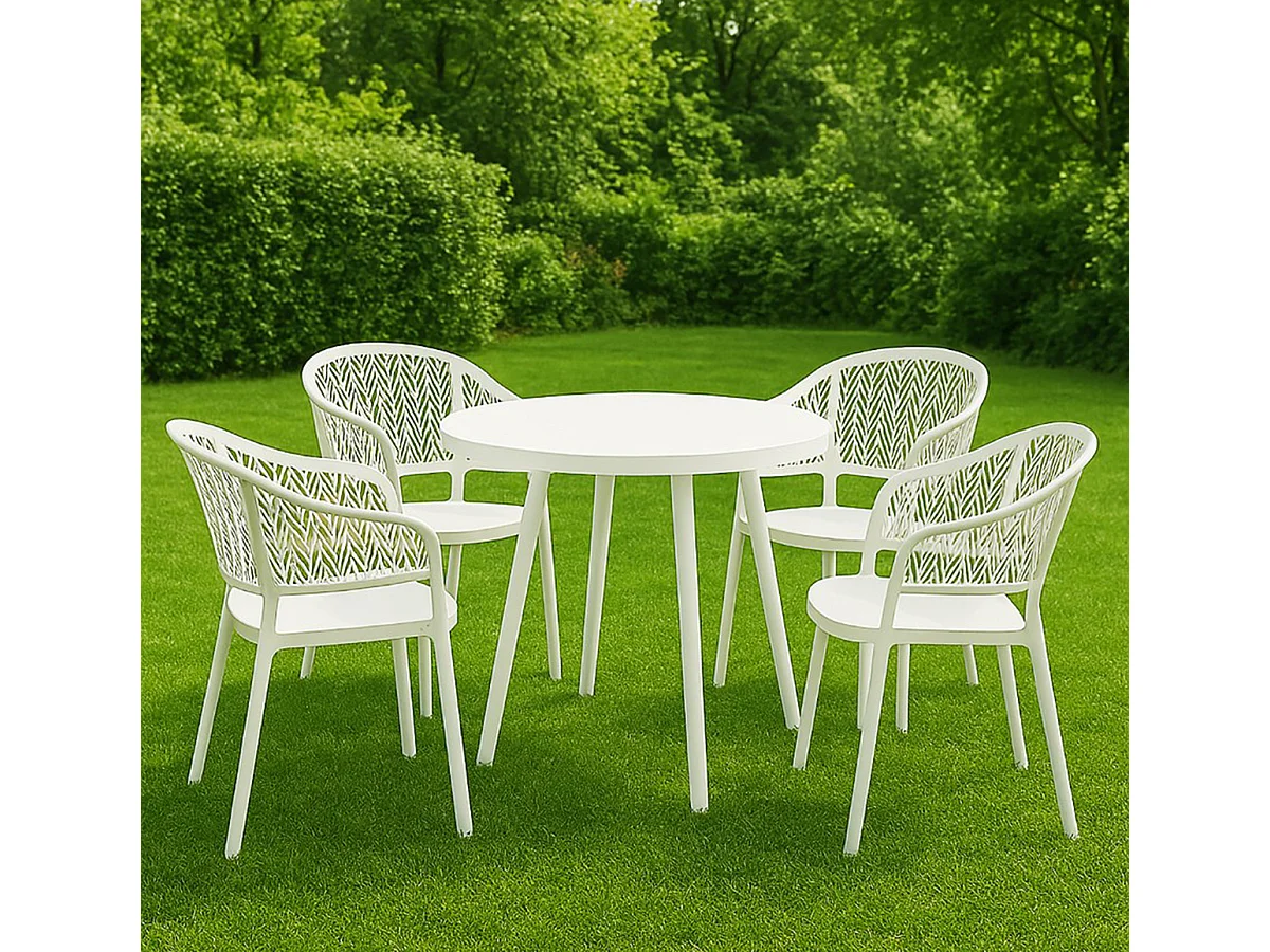 Lot de 4 chaises de jardin empilables en résine coloris blanc - Longueur 59 x Profondeur 56 x Hauteur 79 cm