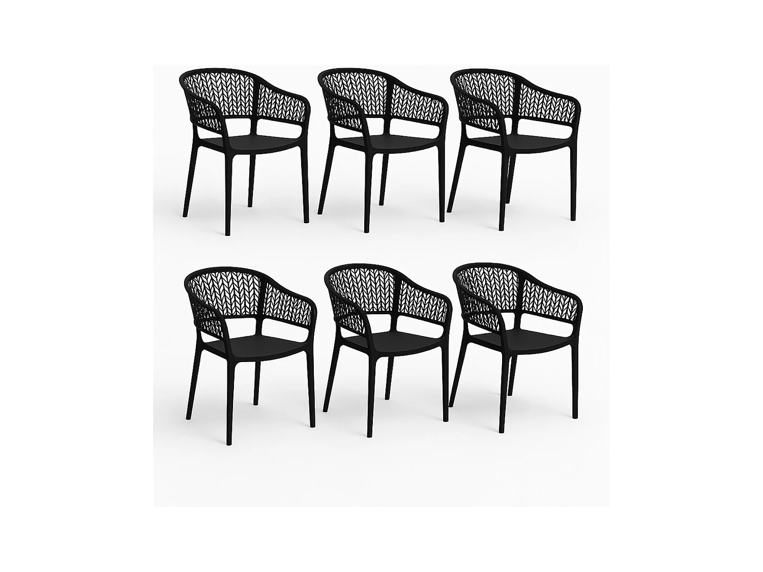 Lot de 6 chaises de jardin empilables en résine coloris anthracite - Longueur 59 x Profondeur 56 x Hauteur 79 cm