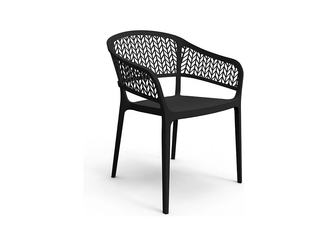 Lot de 6 chaises de jardin empilables en résine coloris anthracite - Longueur 59 x Profondeur 56 x Hauteur 79 cm