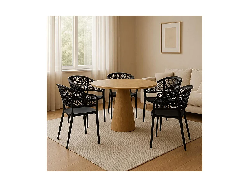 Lot de 6 chaises de jardin empilables en résine coloris anthracite - Longueur 59 x Profondeur 56 x Hauteur 79 cm