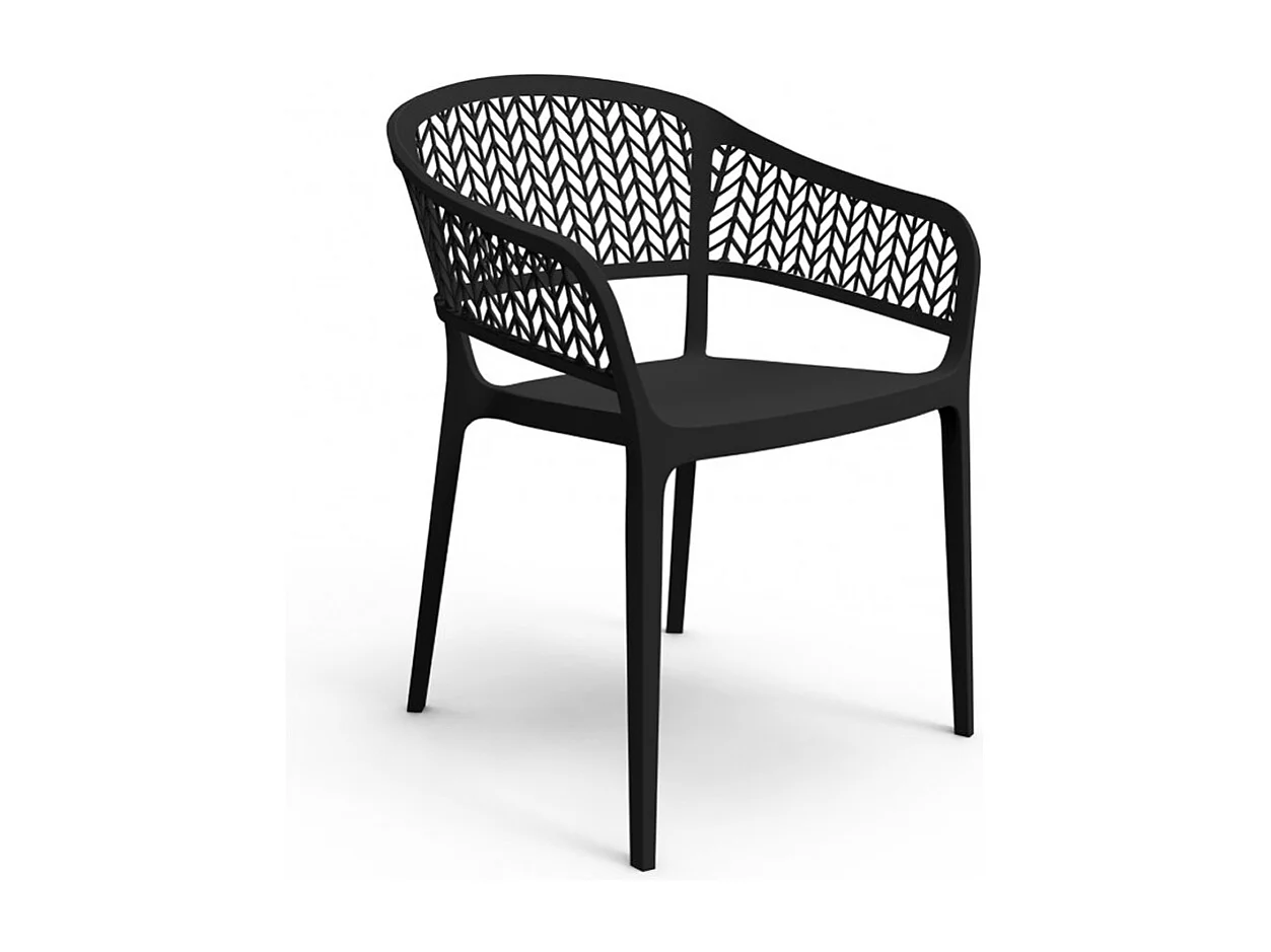 Lot de 6 chaises de jardin empilables en résine coloris anthracite - Longueur 59 x Profondeur 56 x Hauteur 79 cm