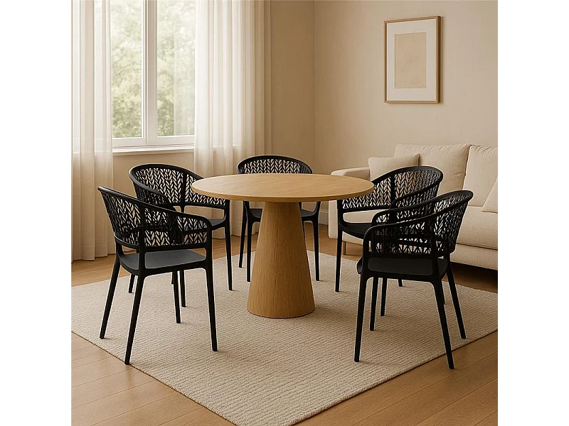 Lot de 6 chaises de jardin empilables en résine coloris anthracite - Longueur 59 x Profondeur 56 x Hauteur 79 cm