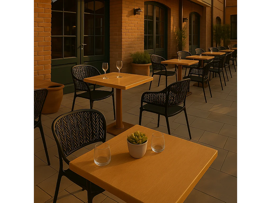 Lot de 6 chaises de jardin empilables en résine coloris anthracite - Longueur 59 x Profondeur 56 x Hauteur 79 cm