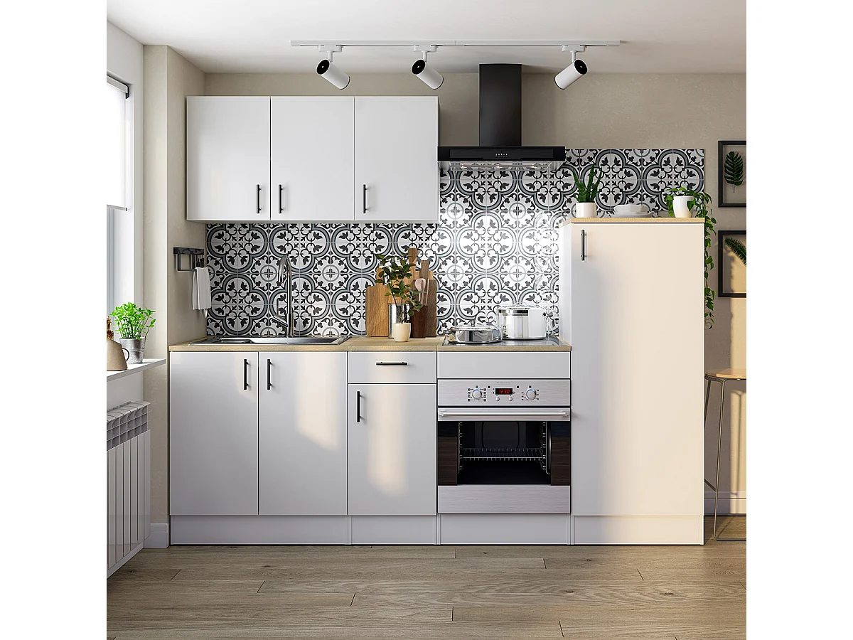 Meuble à suspendre, meuble haut de cuisine mural avec 1 porte coloris blanc brillant - hauteur 59 x longueur 40 x profondeur 34 cm