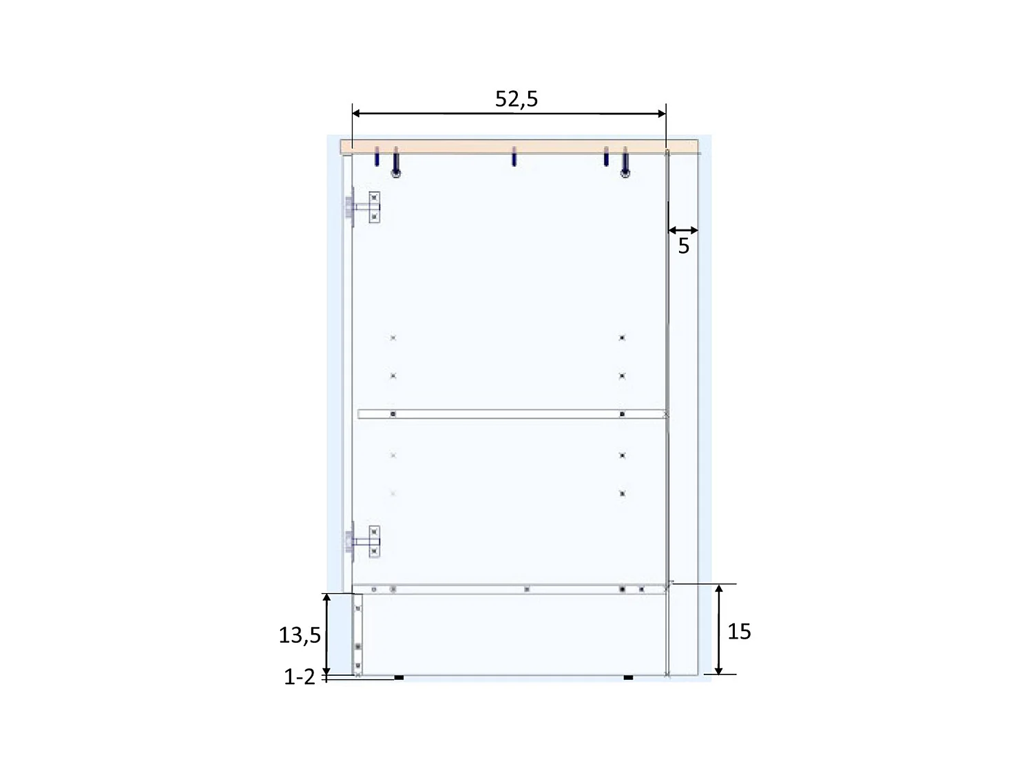 Meuble bas de cuisine avec plan de travail , 1 porte coloris blanc brillant /chêne canadien - hauteur 90 x longueur 60 x profondeur 60 cm