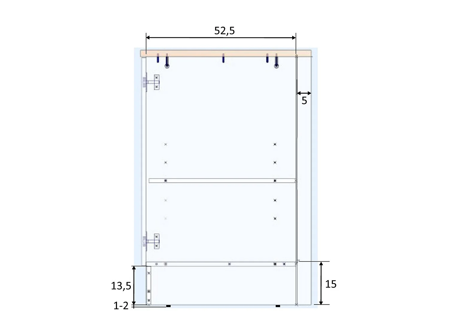 Meuble bas de cuisine avec plan de travail , 1 porte coloris blanc brillant /chêne canadien - hauteur 90 x longueur 60 x profondeur 60 cm