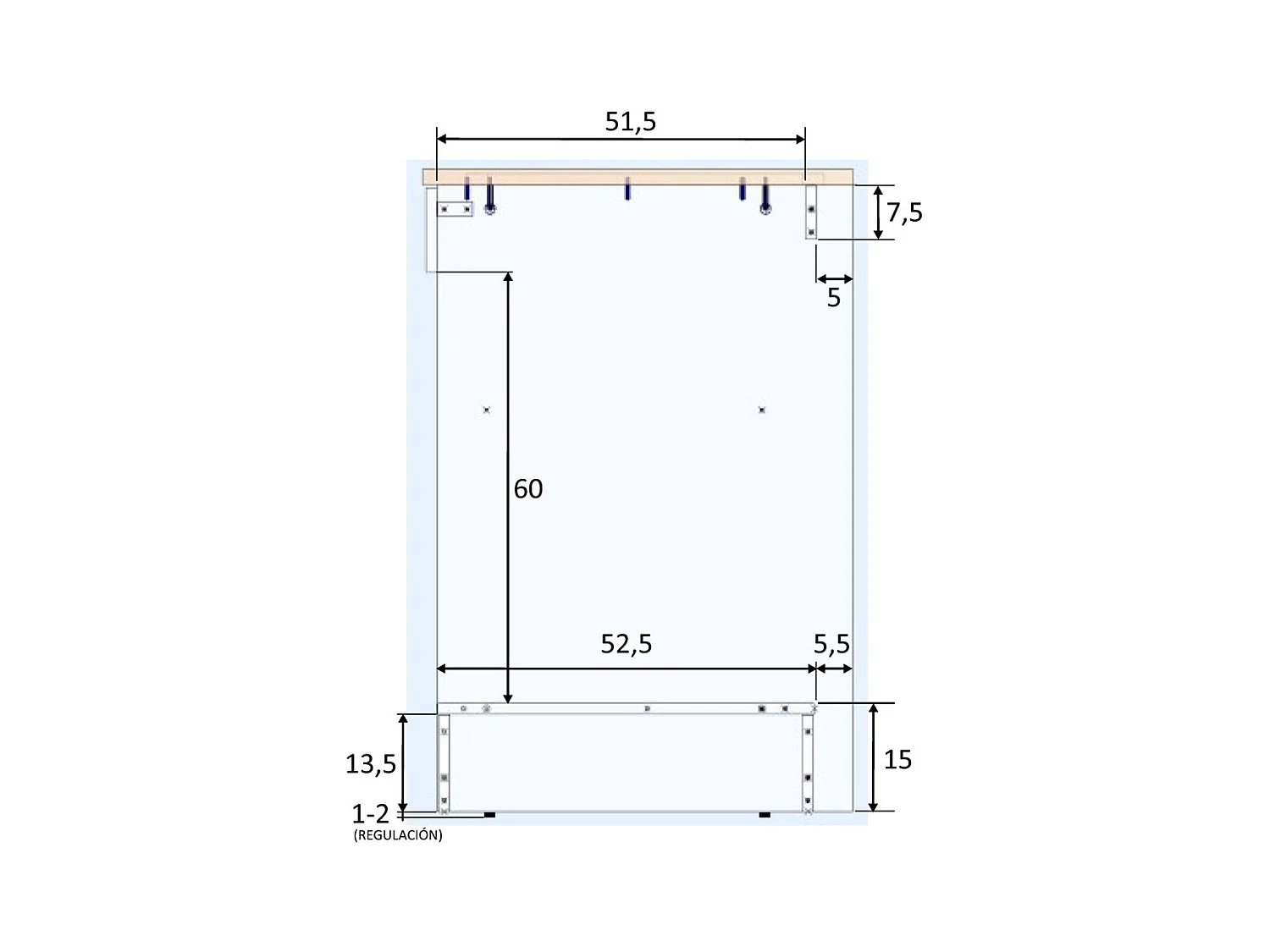 Meuble bas de cuisine avec plan de travail pour four coloris blanc brillant /chêne canadien - hauteur 90 x longueur 60 x profondeur 60 cm