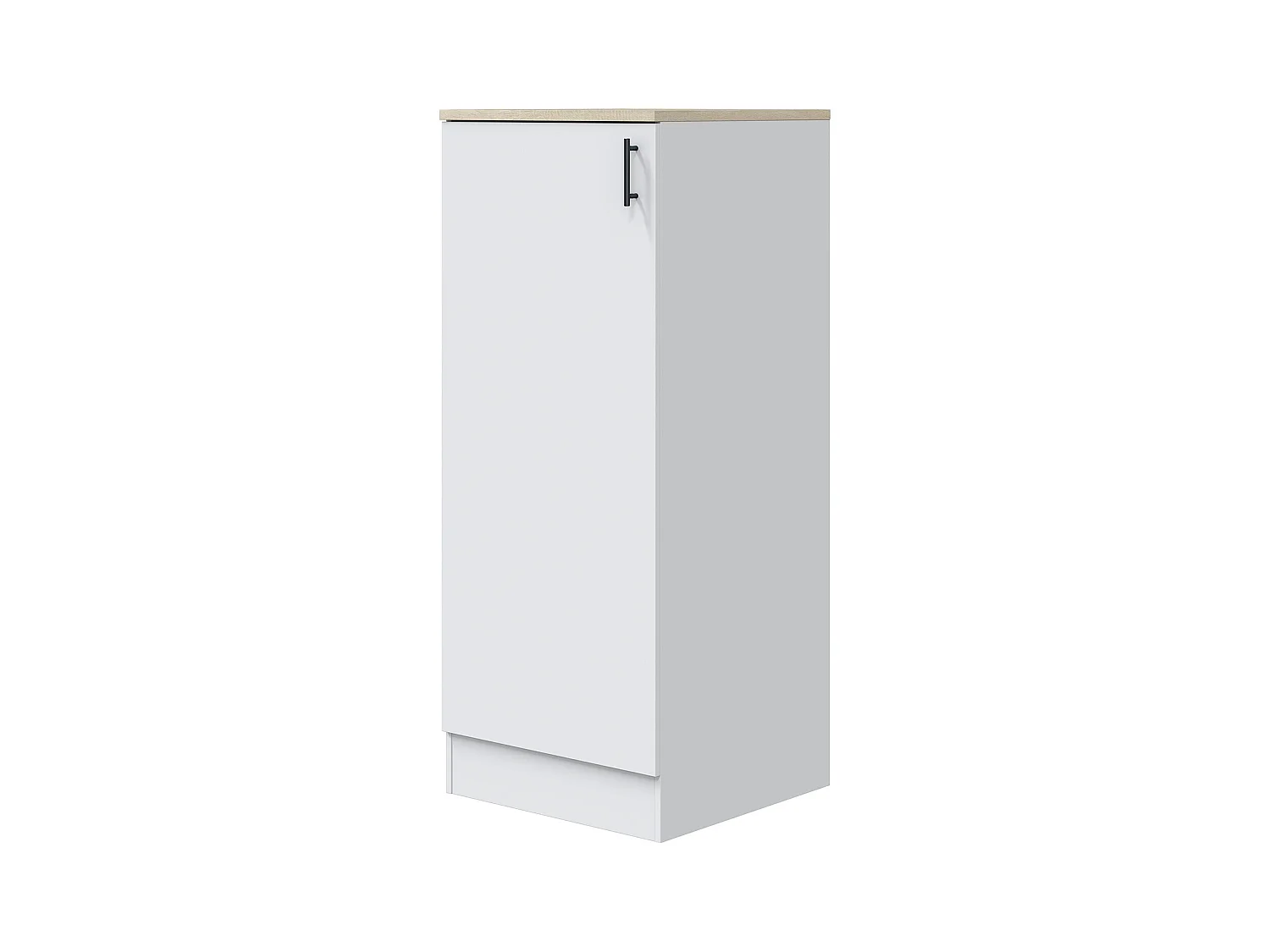 Colonne armoire de cuisine avec 1 porte coloris blanc brillant/chêne canadien- hauteur 148 x longueur 60 x profondeur 60 cm