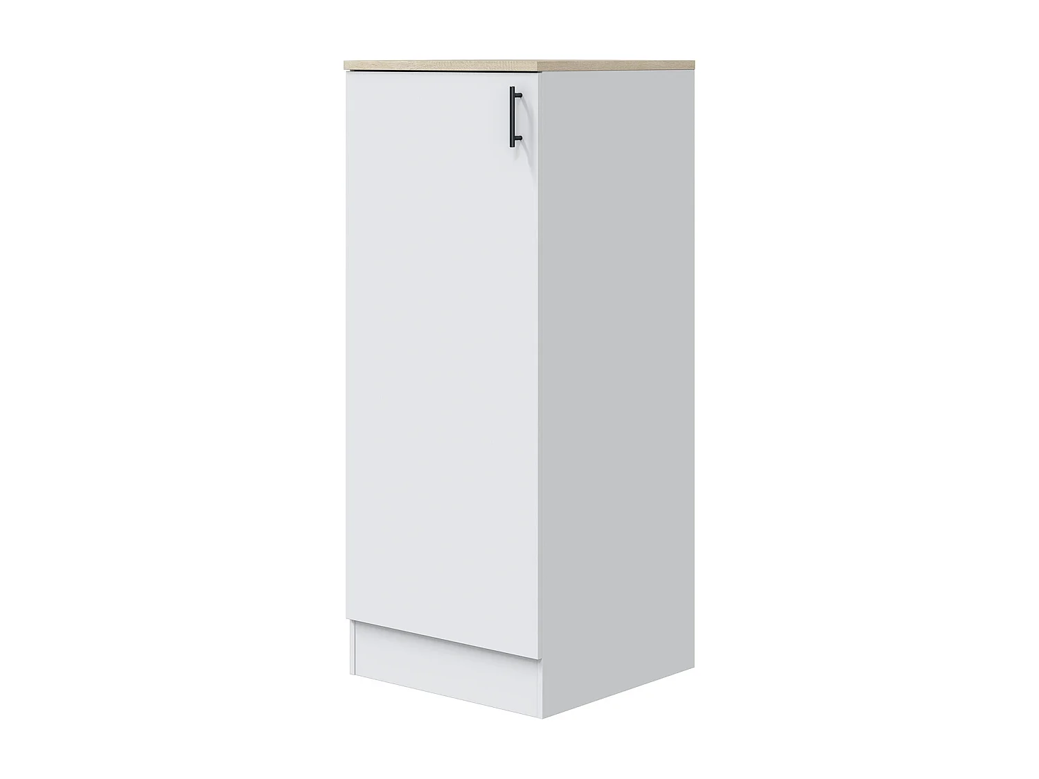 Colonne armoire de cuisine avec 1 porte coloris blanc brillant/chêne canadien- hauteur 148 x longueur 60 x profondeur 60 cm