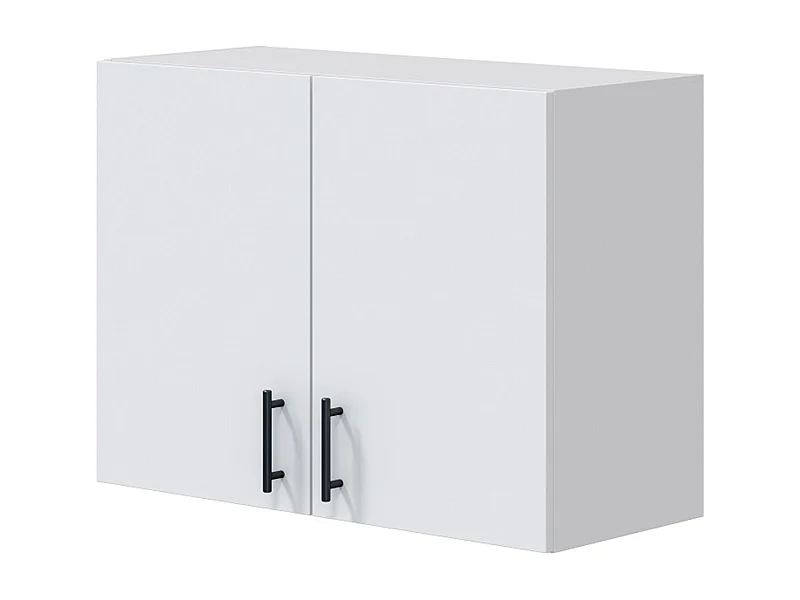 Meuble à suspendre, meuble haut pour cuisine avec 2 portes coloris blanc brillant - hauteur 59 x longueur 80 x profondeur 34 cm