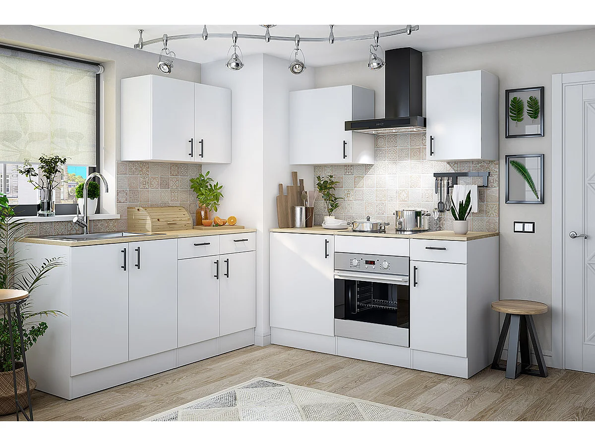 Meuble à suspendre, meuble haut pour cuisine avec 2 portes coloris blanc brillant - hauteur 59 x longueur 80 x profondeur 34 cm