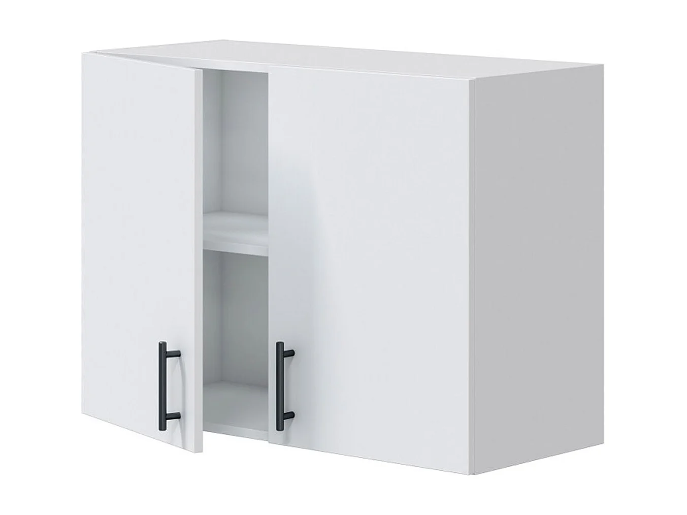 Meuble à suspendre, meuble haut pour cuisine avec 2 portes coloris blanc brillant - hauteur 59 x longueur 80 x profondeur 34 cm