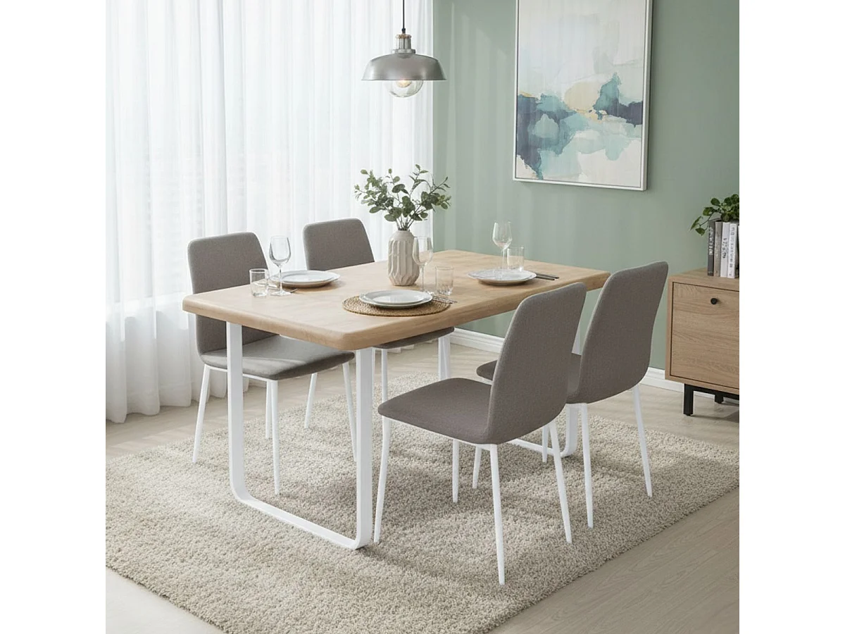 Mesa de comedor Smooth diseño fijo nordish/blanco 76x140x80 cm Adec