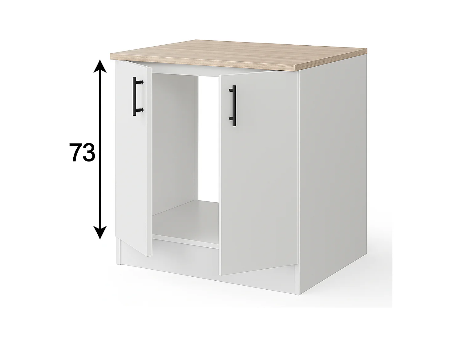 Ensemble de cuisine avec 4 éléments coloris blanc brillant/chêne canadien