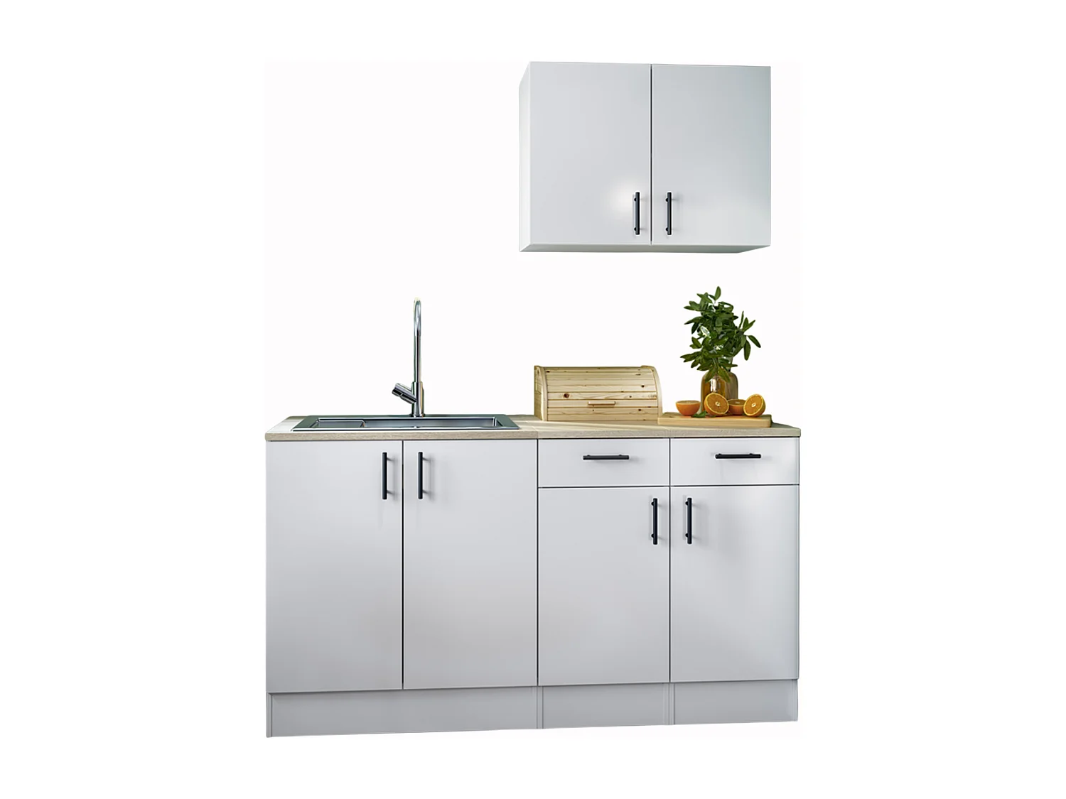 Ensemble de cuisine avec 4 éléments coloris blanc brillant/chêne canadien